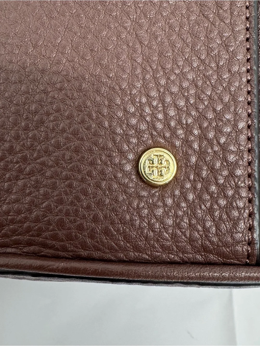 Tory Burch Robinson Pebbled Leather Triple Compartment Choco Brown Bag